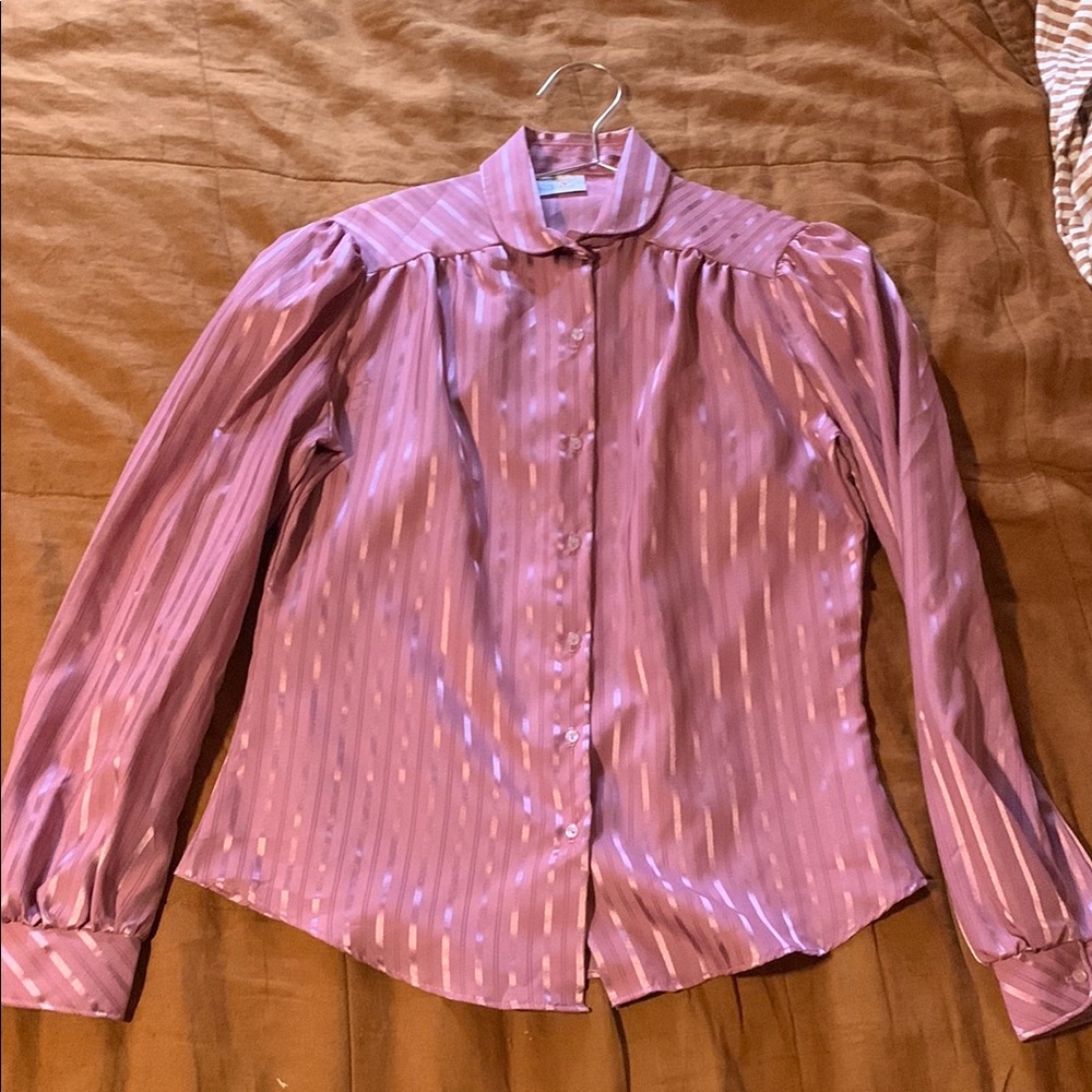 Women's Vintage  Pink Striped Blouse